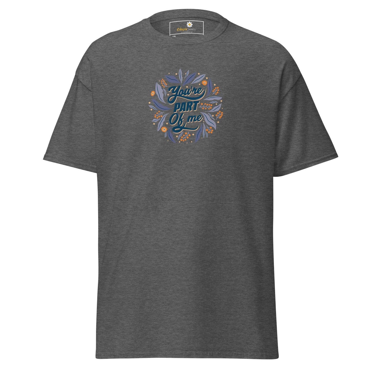 Gray T-shirt with floral design from T-SHIRT DESIGN TEE for Men and Women in 2XL-5XL