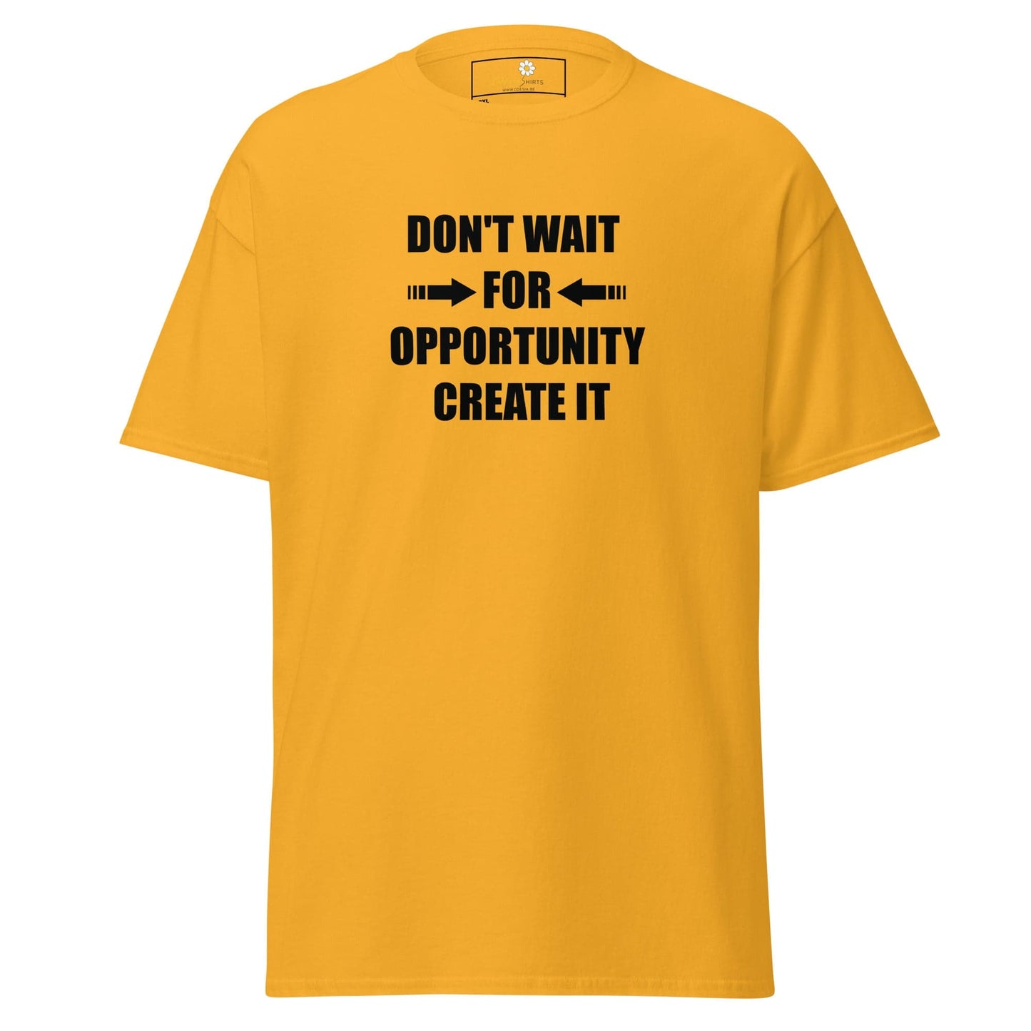 Yellow T-shirt with motivational text from T-SHIRT DESIGN TEE for Men and Women in sizes 2XL to 5XL