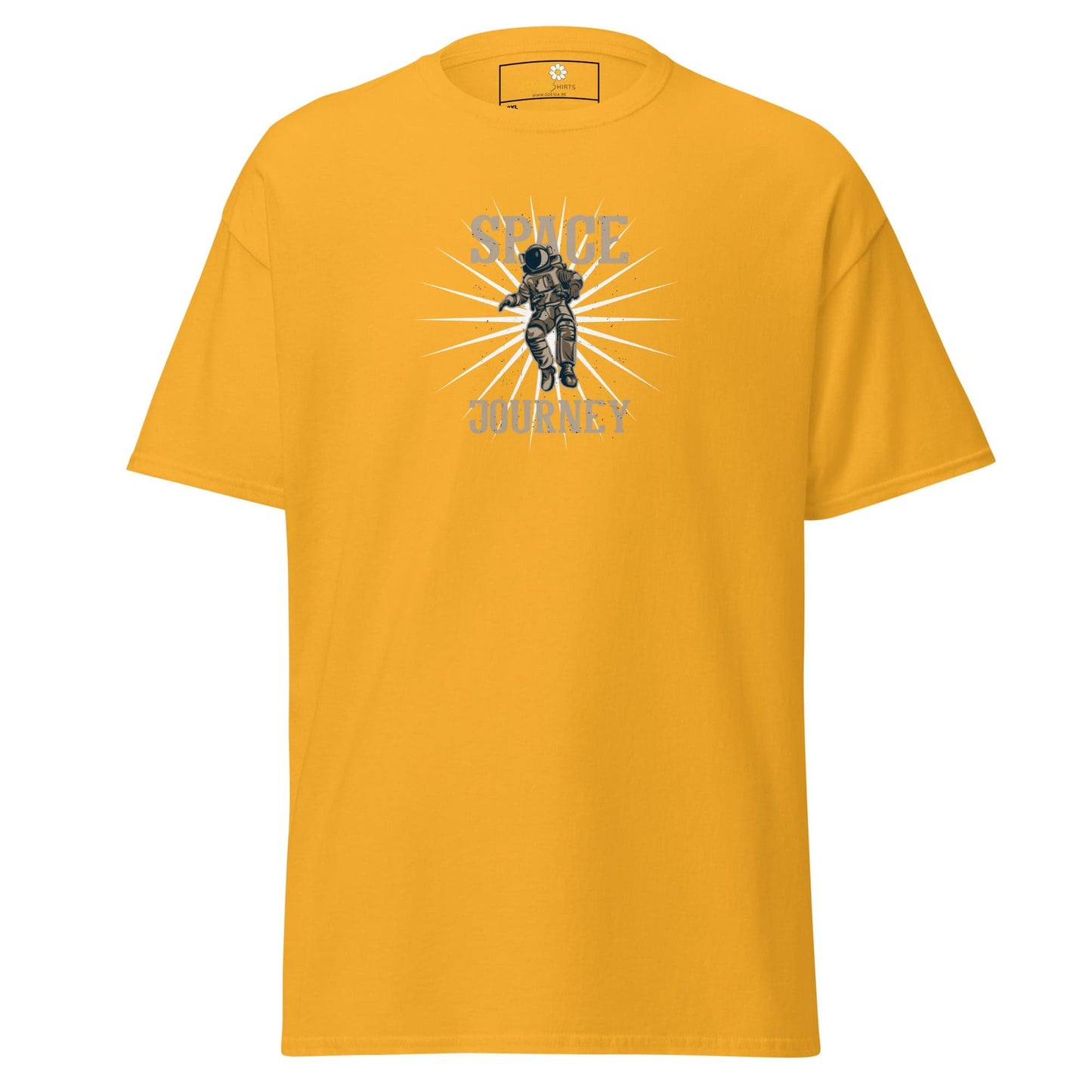 Yellow T-shirt with astronaut graphic for men and women in 2XL to 5XL sizes