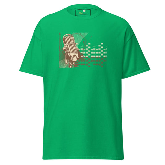 Green T-shirt with microphone graphic from T-SHIRT DESIGN TEE for Men and Women in 2XL to 5XL