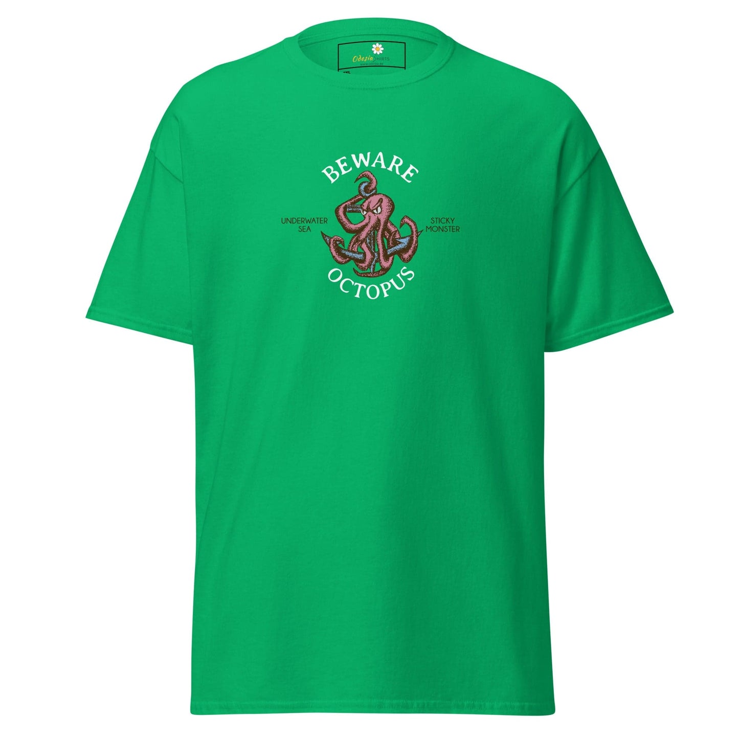 Green T-shirt featuring an octopus graphic for Men and Women in 2XL to 5XL sizes