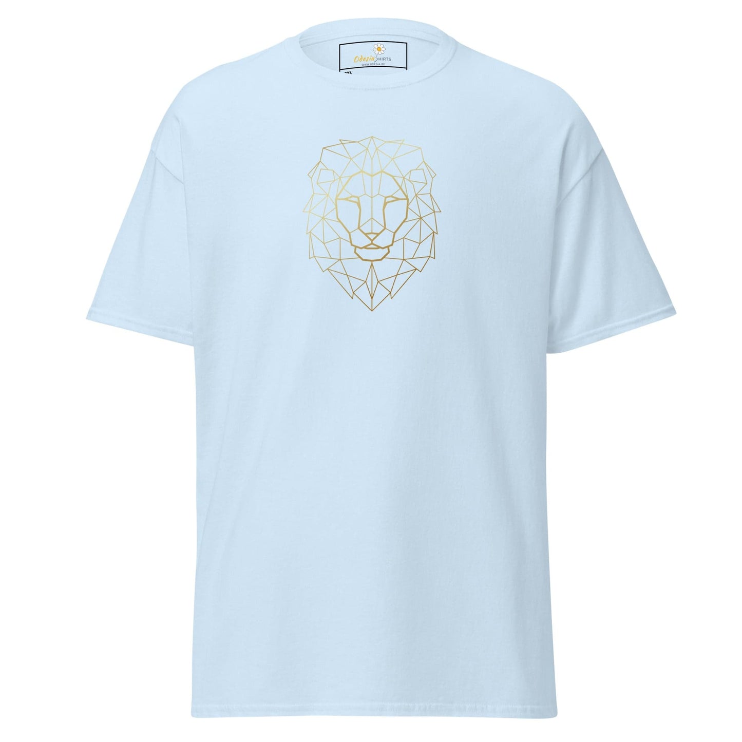 White T-shirt with geometric lion design for men and women in sizes 2XL to 5XL
