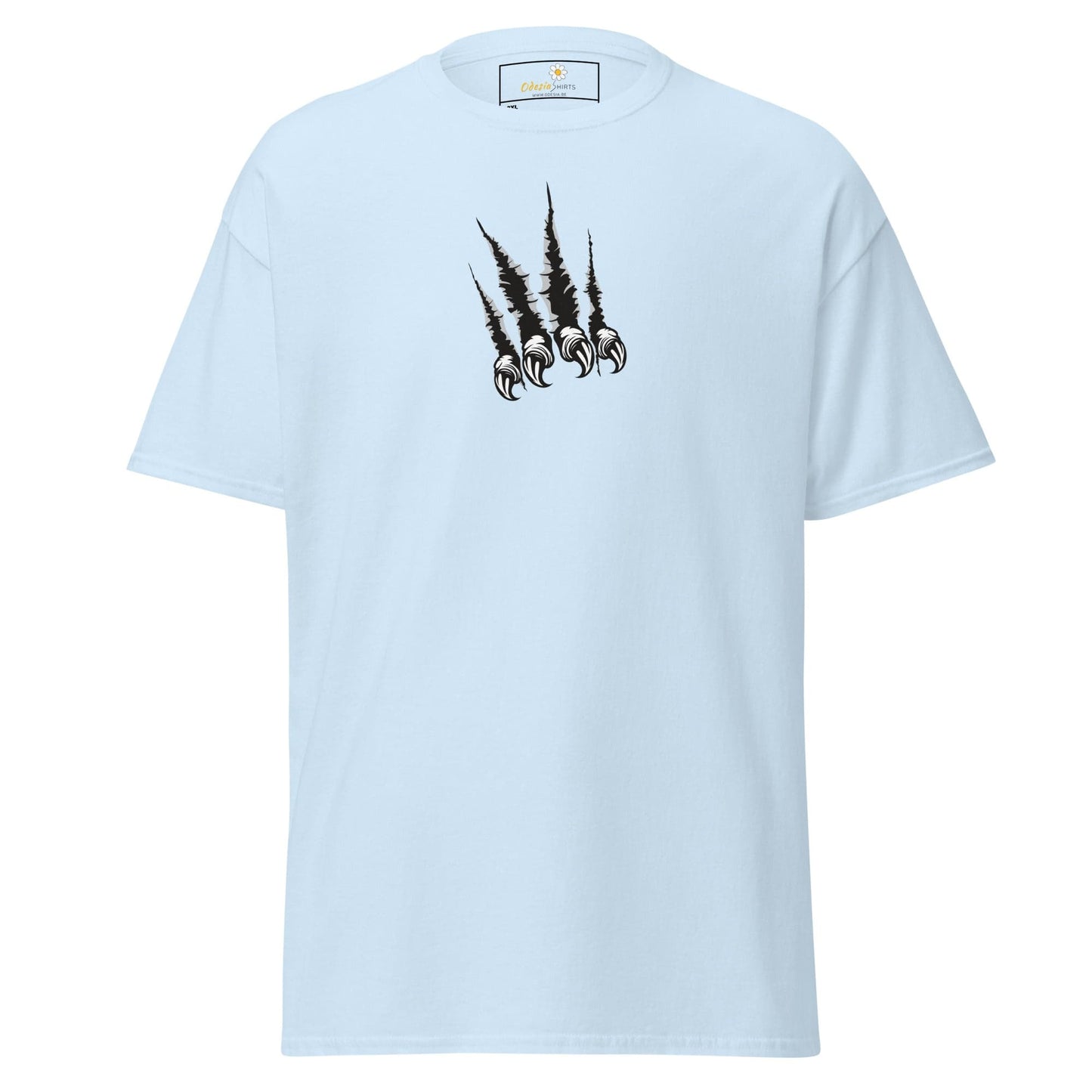 Light blue T-shirt with claw mark graphic from T-SHIRT DESIGN TEE for MEN and WOMEN