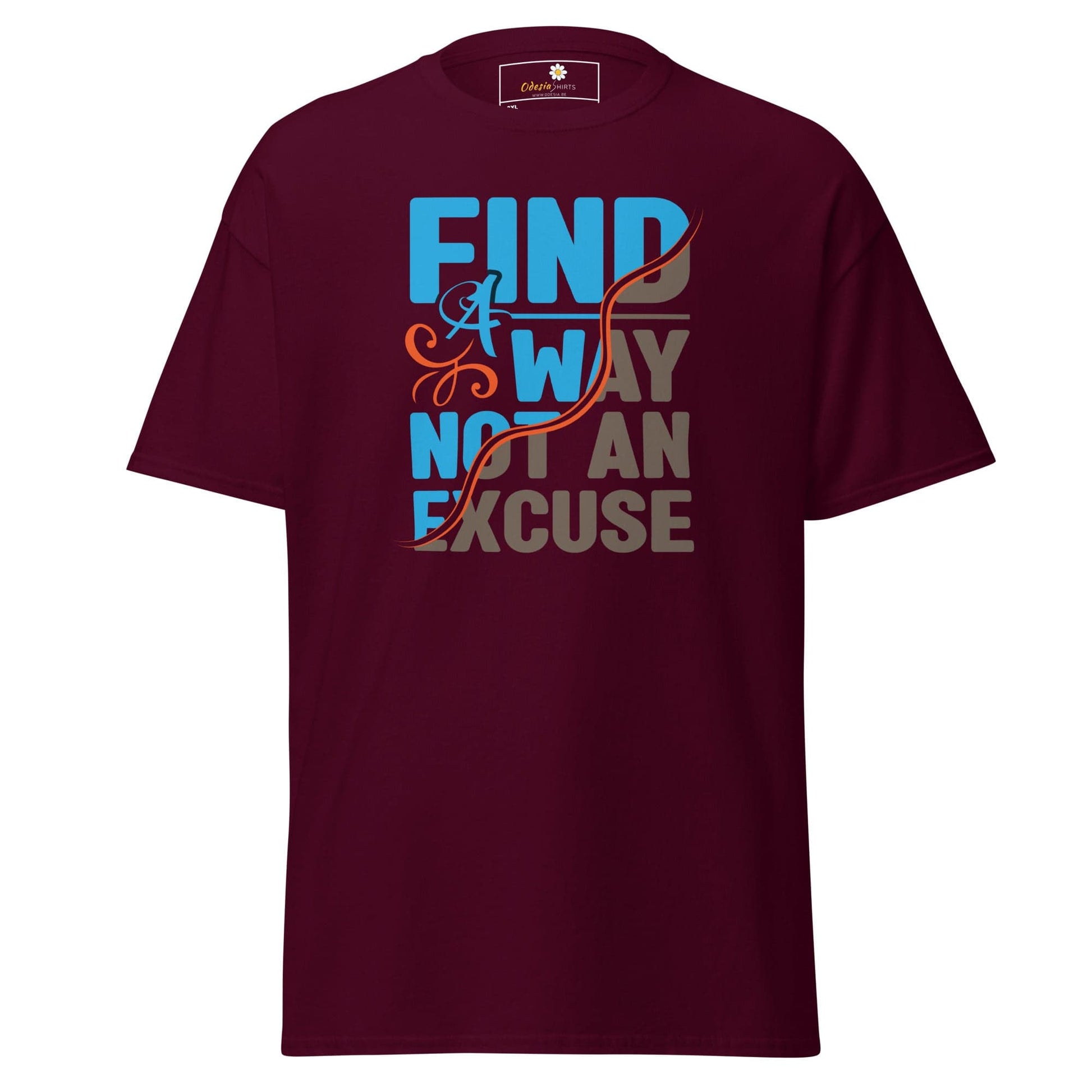Maroon T-shirt featuring motivational text, suitable for men and women in 2XL to 5XL sizes