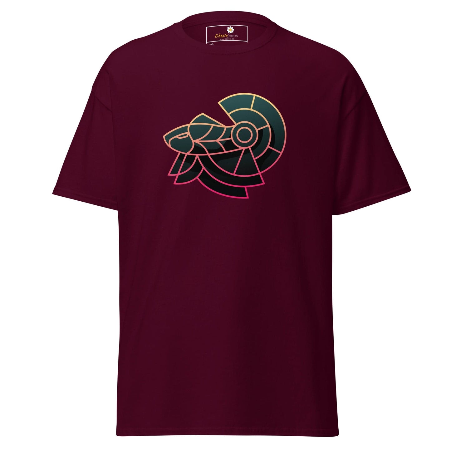 Maroon T-shirt with stylized RAM design for Men and Women in 2XL to 5XL sizes
