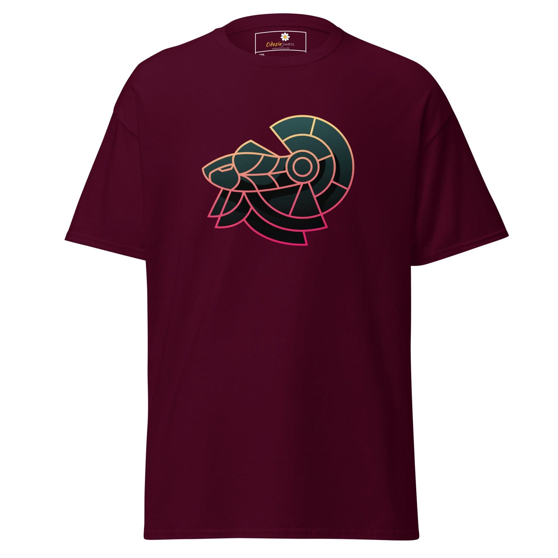 Maroon T-shirt with stylized RAM design for Men and Women in 2XL to 5XL sizes
