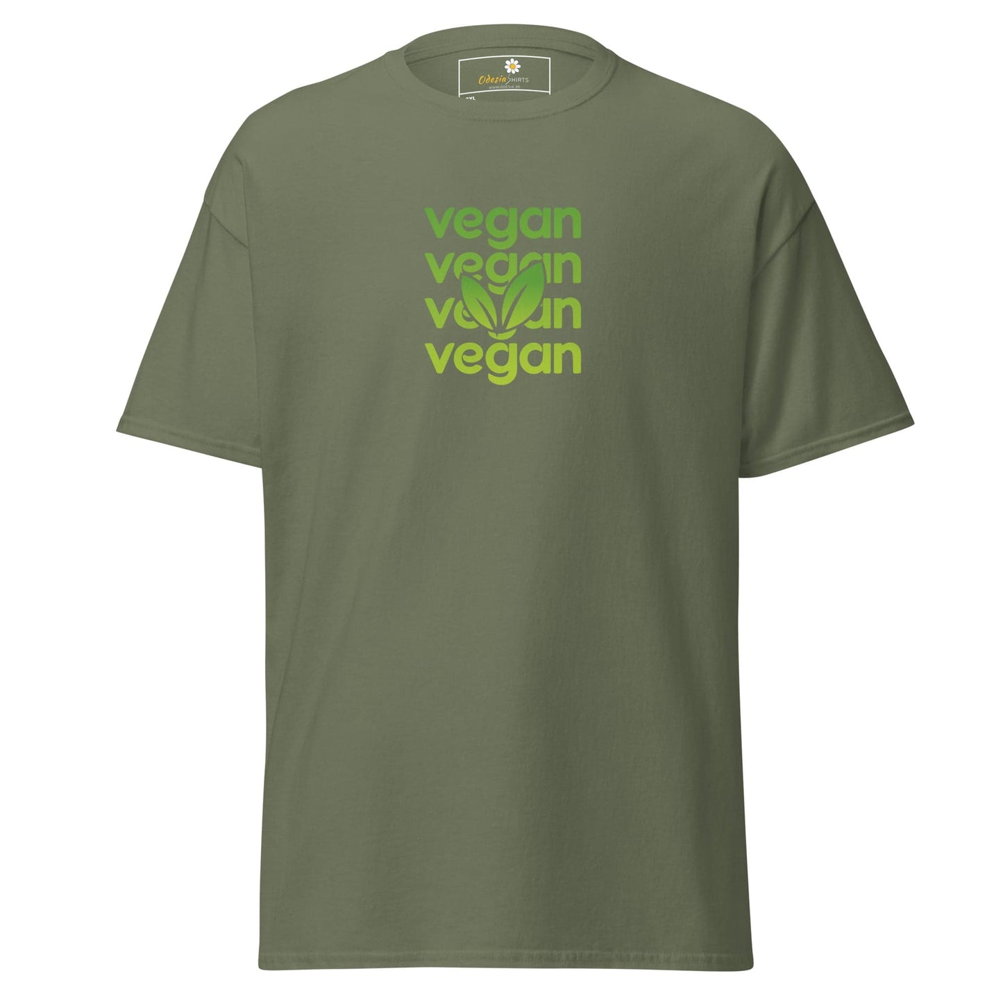 Olive green vegan T-shirt for men and women in 2XL to 5XL sizes product image