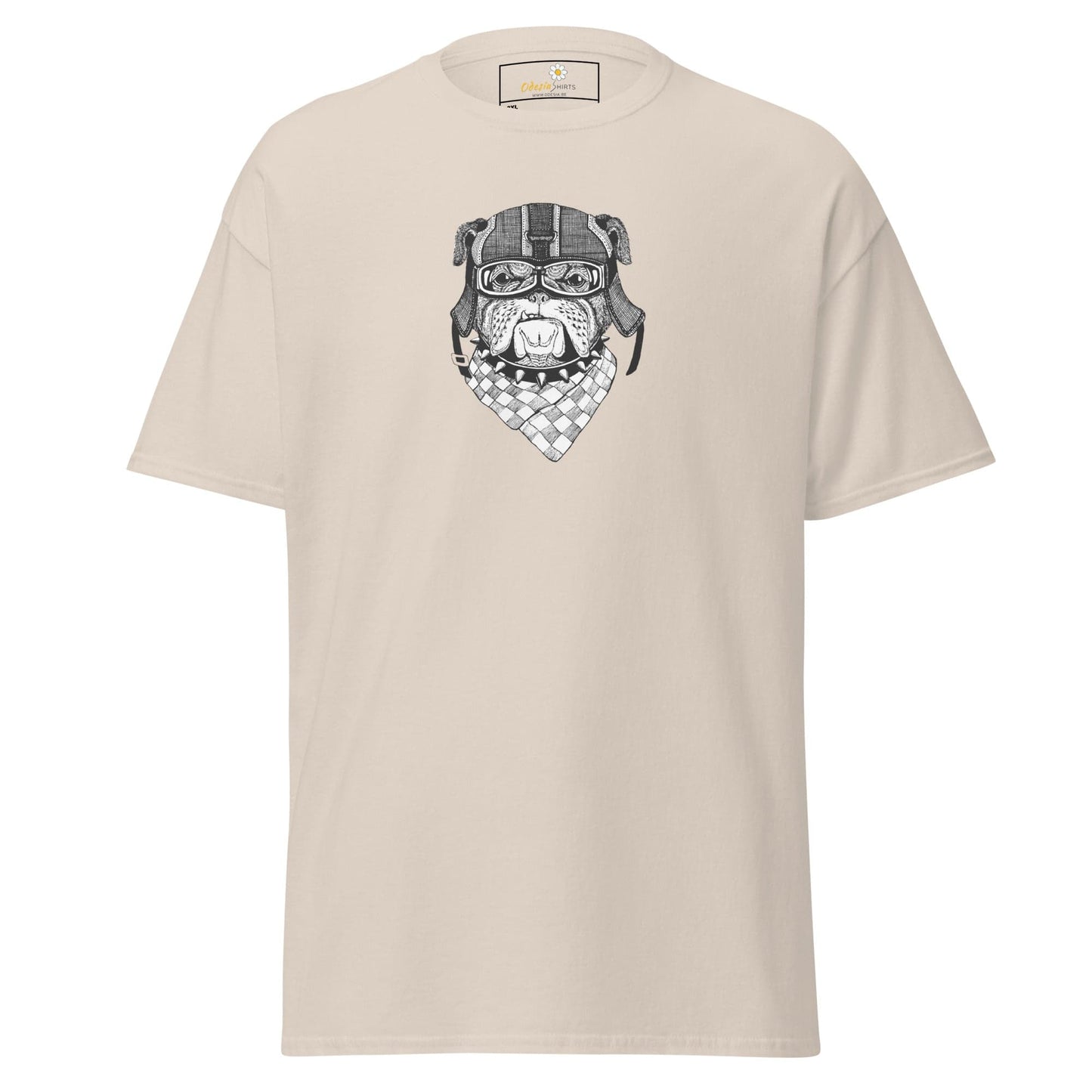 Beige T-shirt with dog graphic for men and women in 2XL to 5XL sizes