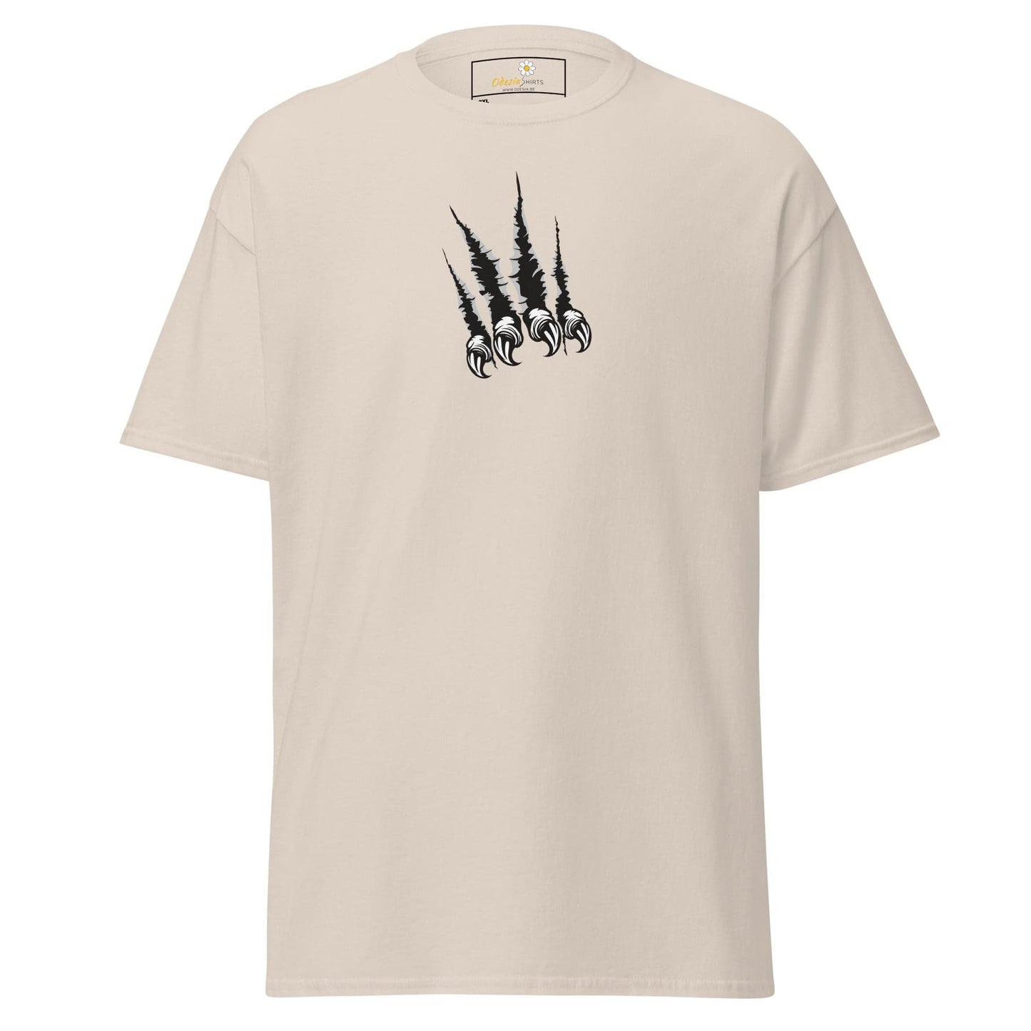 Beige t-shirt with claw mark design from T-SHIRT DESIGN TEE for Men and Women in 2XL to 5XL