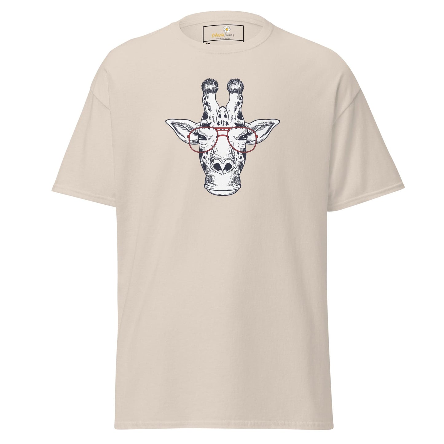 Beige T-shirt with Giraffe graphic for Men and Women in 2XL to 5XL sizes