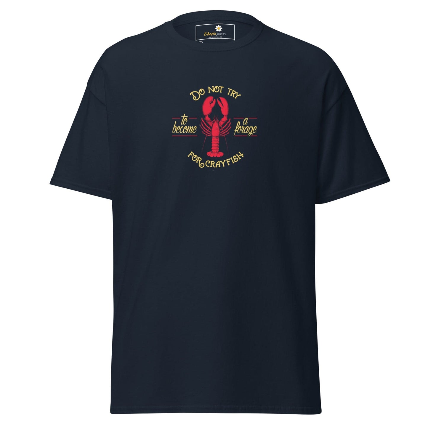 Navy blue T-shirt with lobster graphic for men and women available in 2XL to 5XL