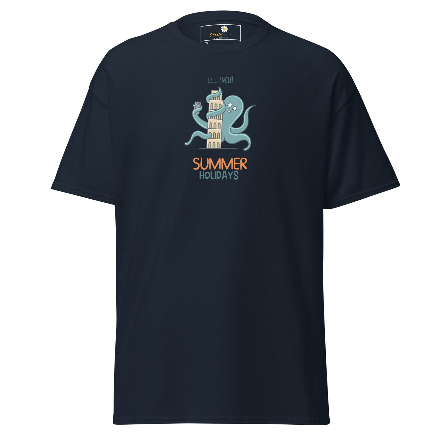 Navy blue t-shirt.