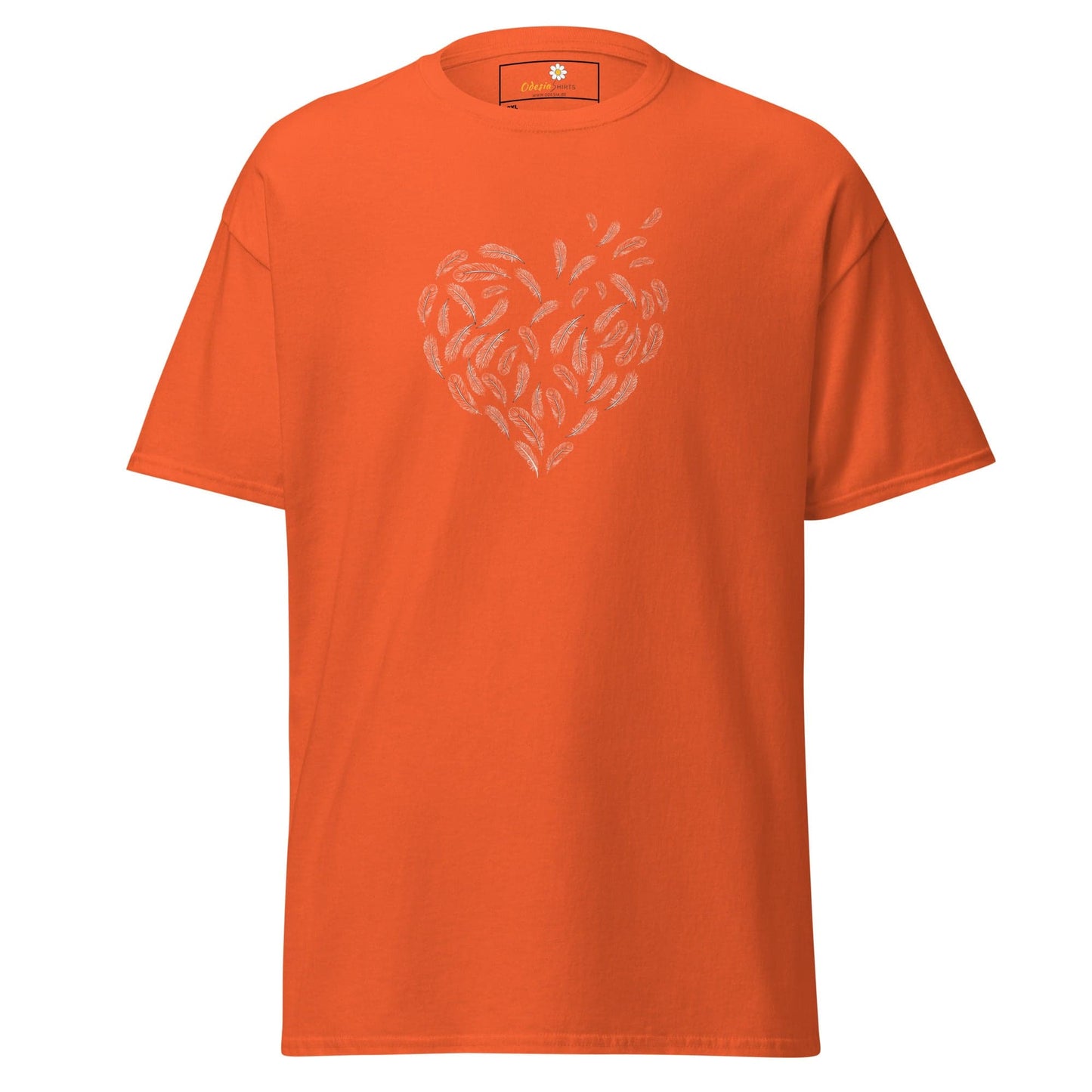 Orange T-shirt with heart design for men and women in large sizes from T-SHIRT DESIGN TEE collection