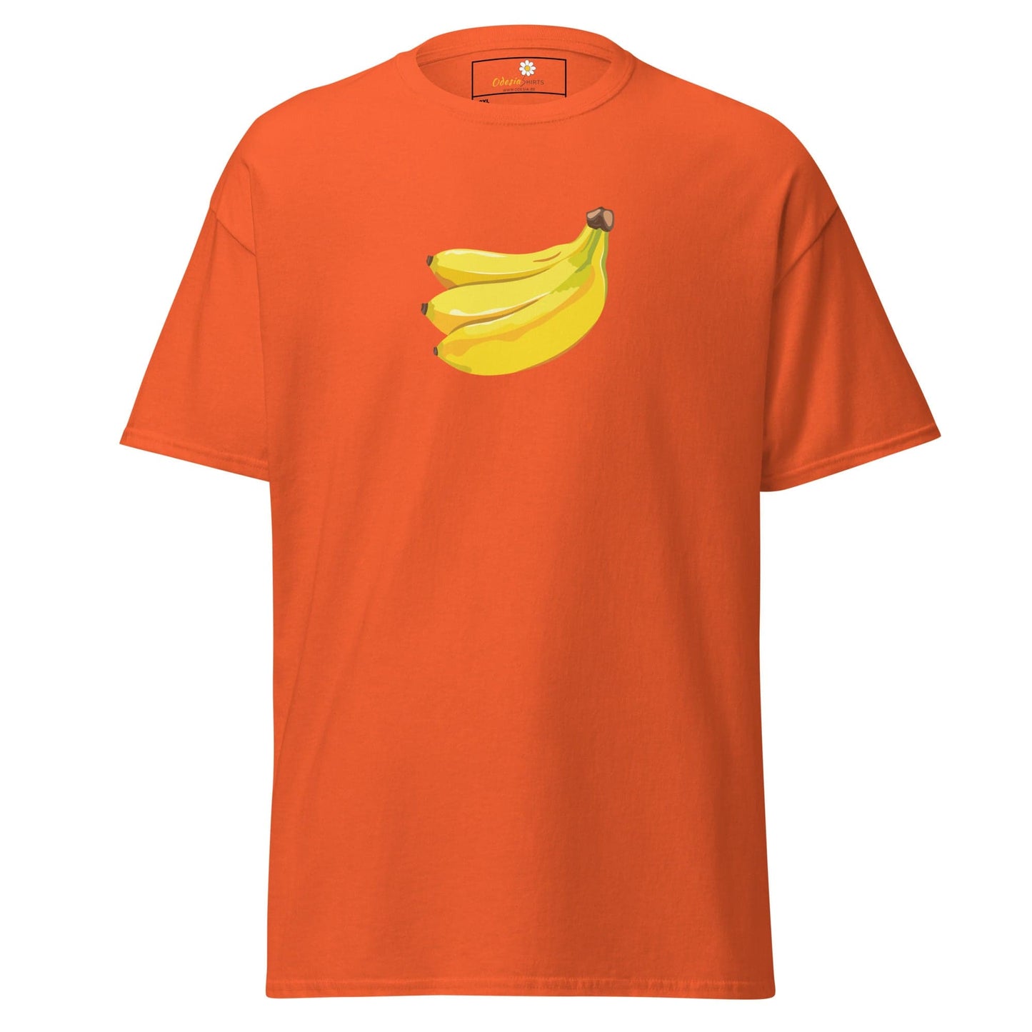 Orange T-shirt with banana bunch design for men and women in 2XL to 5XL sizes