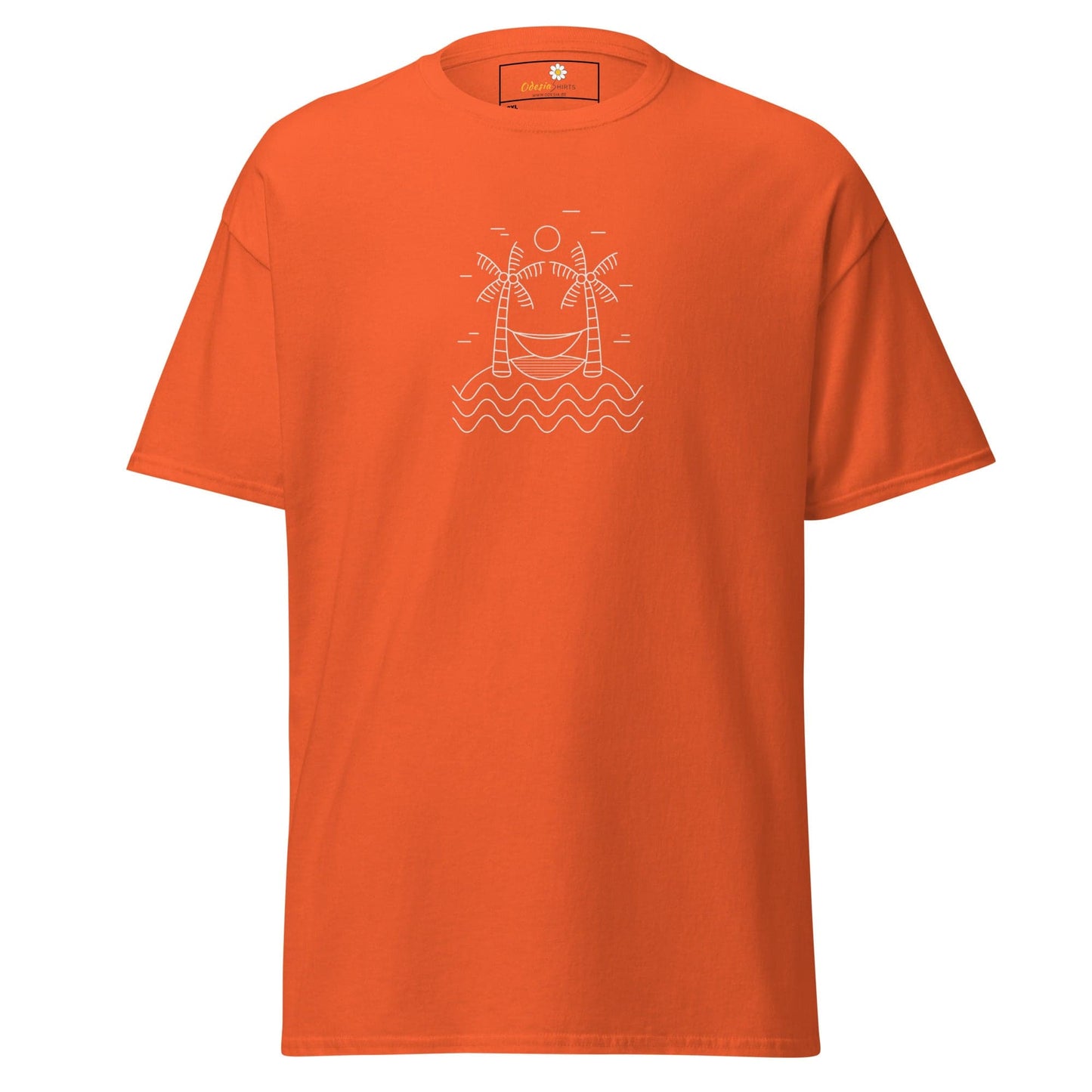 Orange T-shirt with beach design for Men and Women in 2XL to 5XL sizes