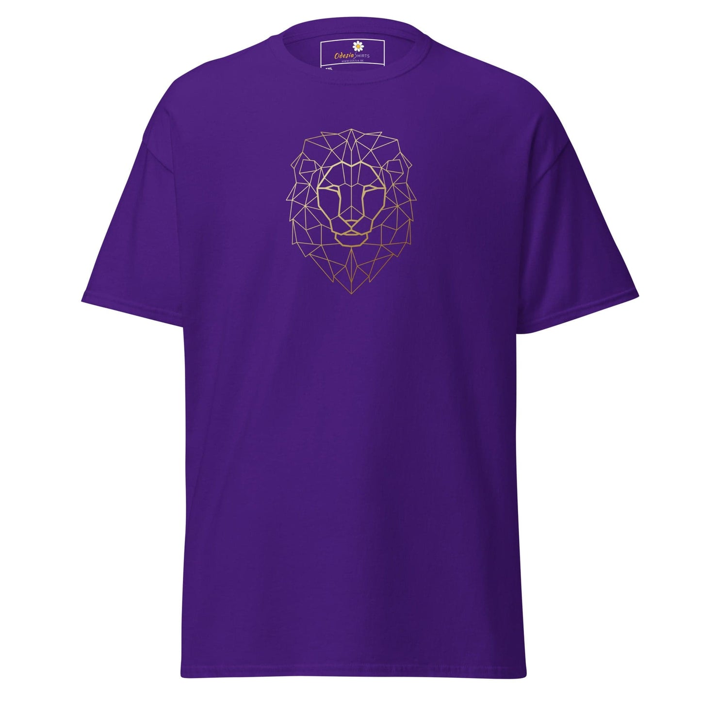 Purple T-shirt with geometric lion design for Men and Women in 2XL to 5XL sizes