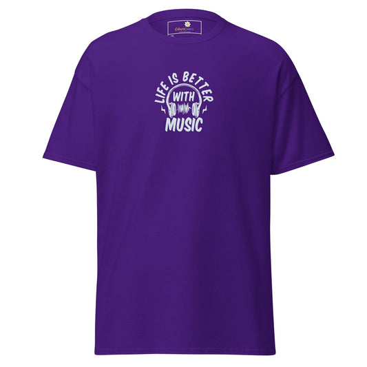 Purple T-shirt with music graphic for Men and Women in sizes 2XL to 5XL