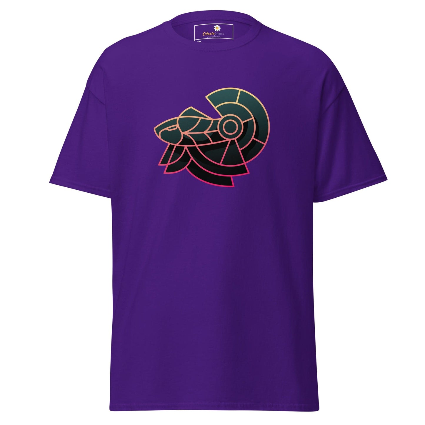 Purple T-shirt with stylized ram design for Men and Women in 2XL to 5XL sizes