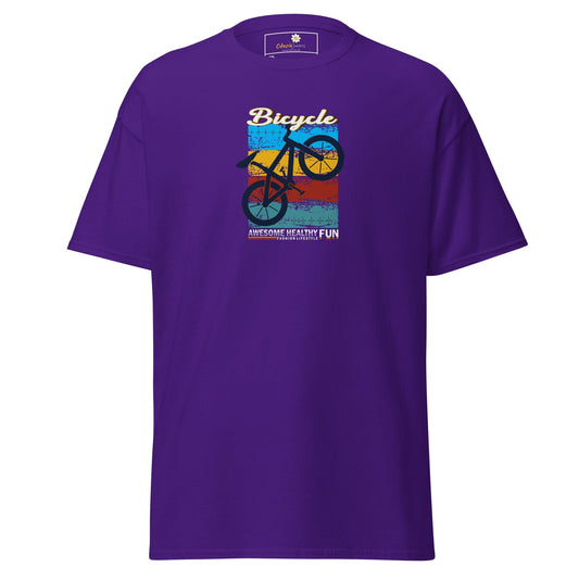 Purple T-shirt with bicycle graphic for Men and Women in 2XL to 5XL sizes