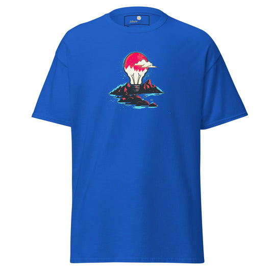 Blue T-shirt with lightbulb graphic for Men and Women in 2XL to 5XL sizes