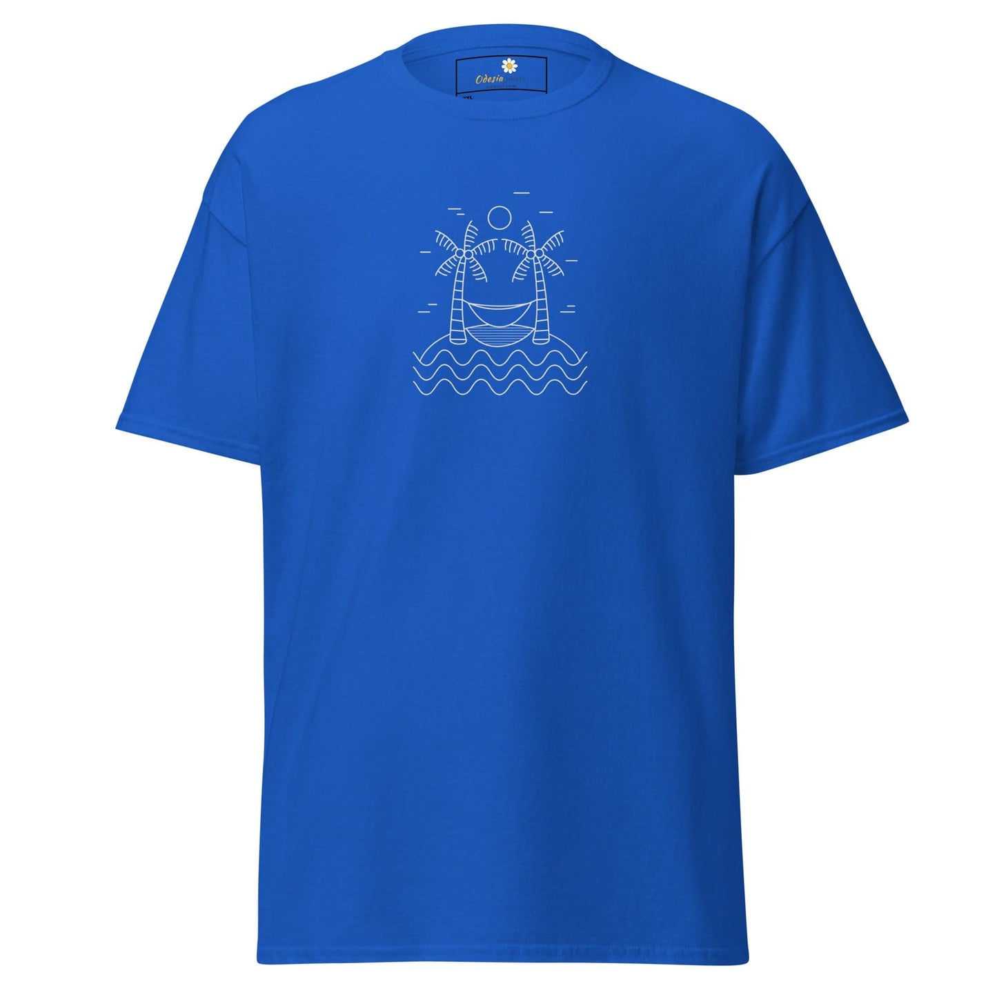 Blue T-shirt with Palm Tree Design for Men and Women in sizes 2XL to 5XL