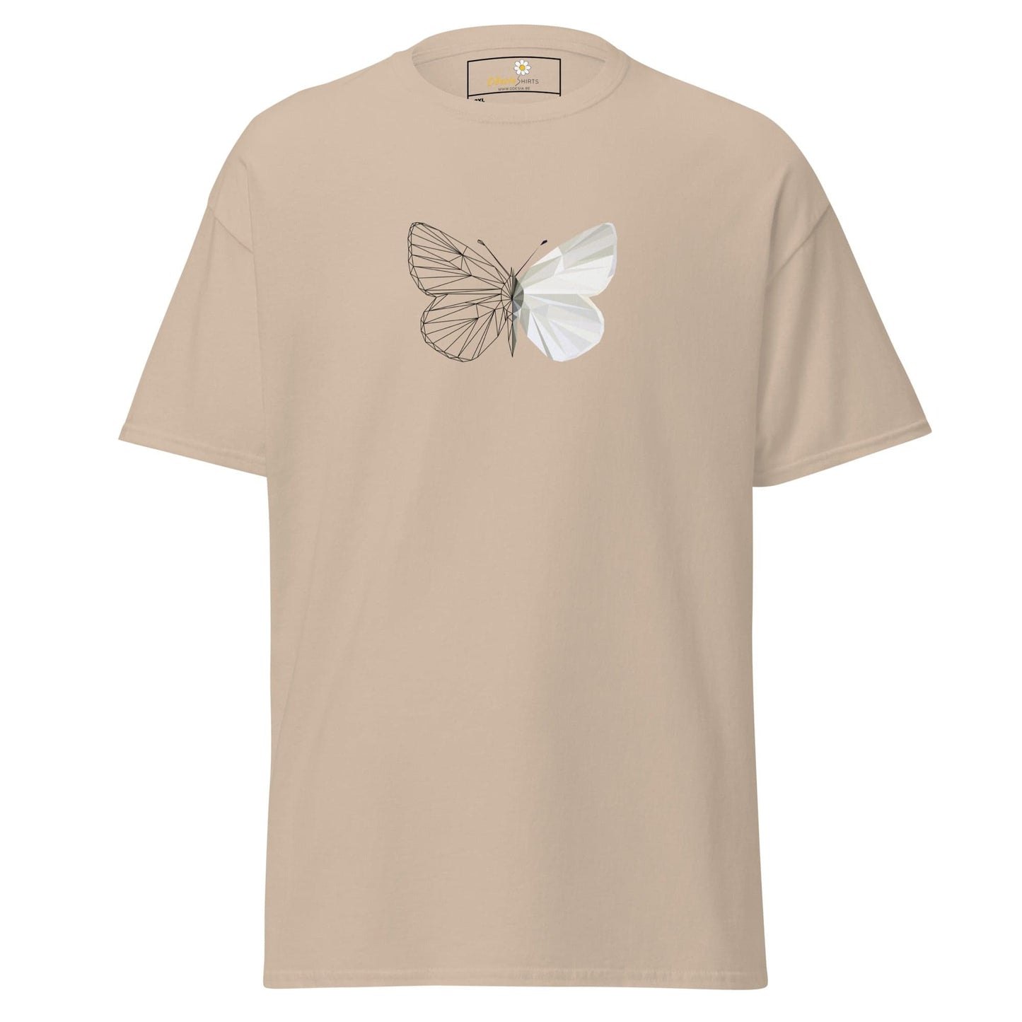 Beige T-shirt with butterfly design for Men and Women in sizes 2XL to 5XL