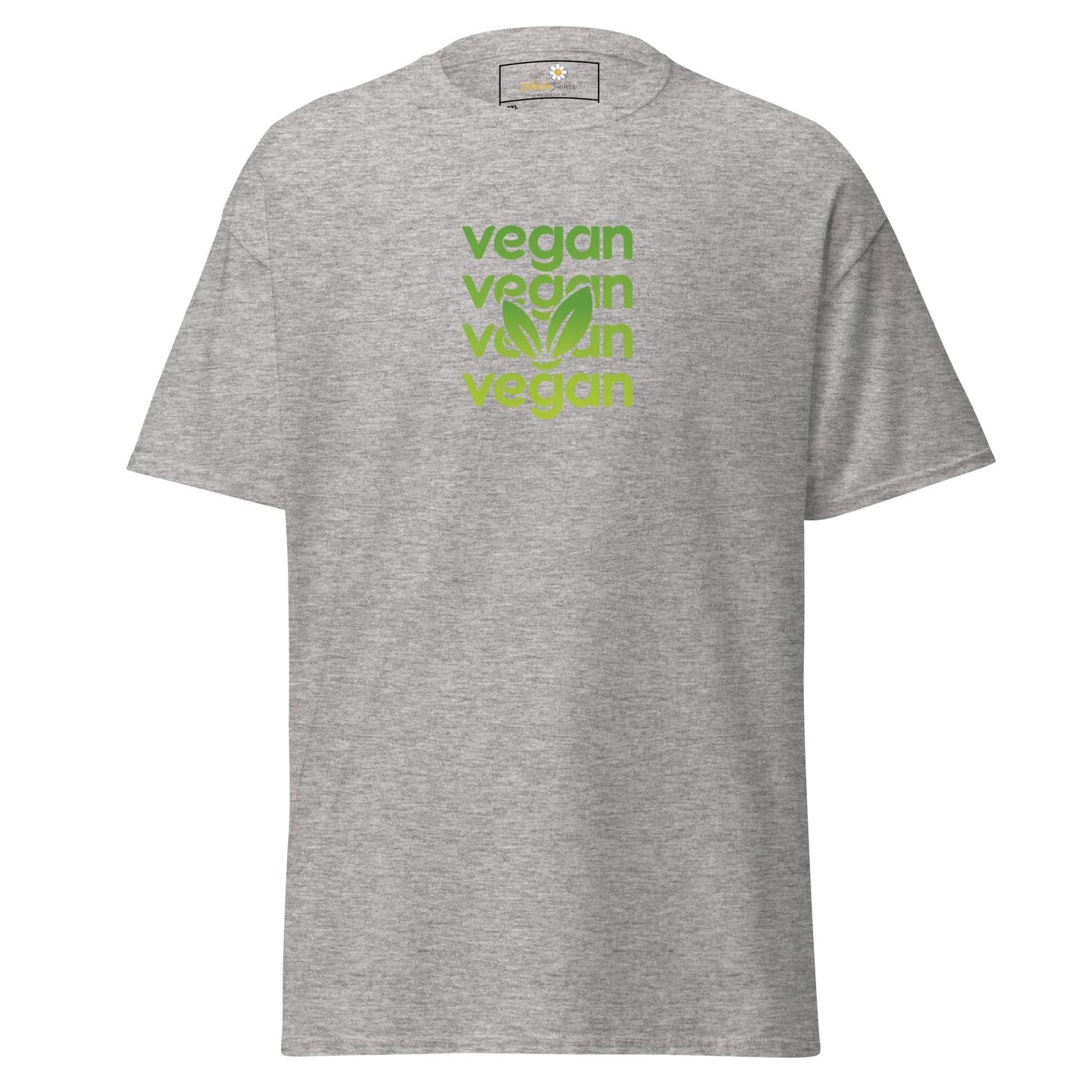 Gray vegan text T-shirt for men and women in sizes 2XL to 5XL