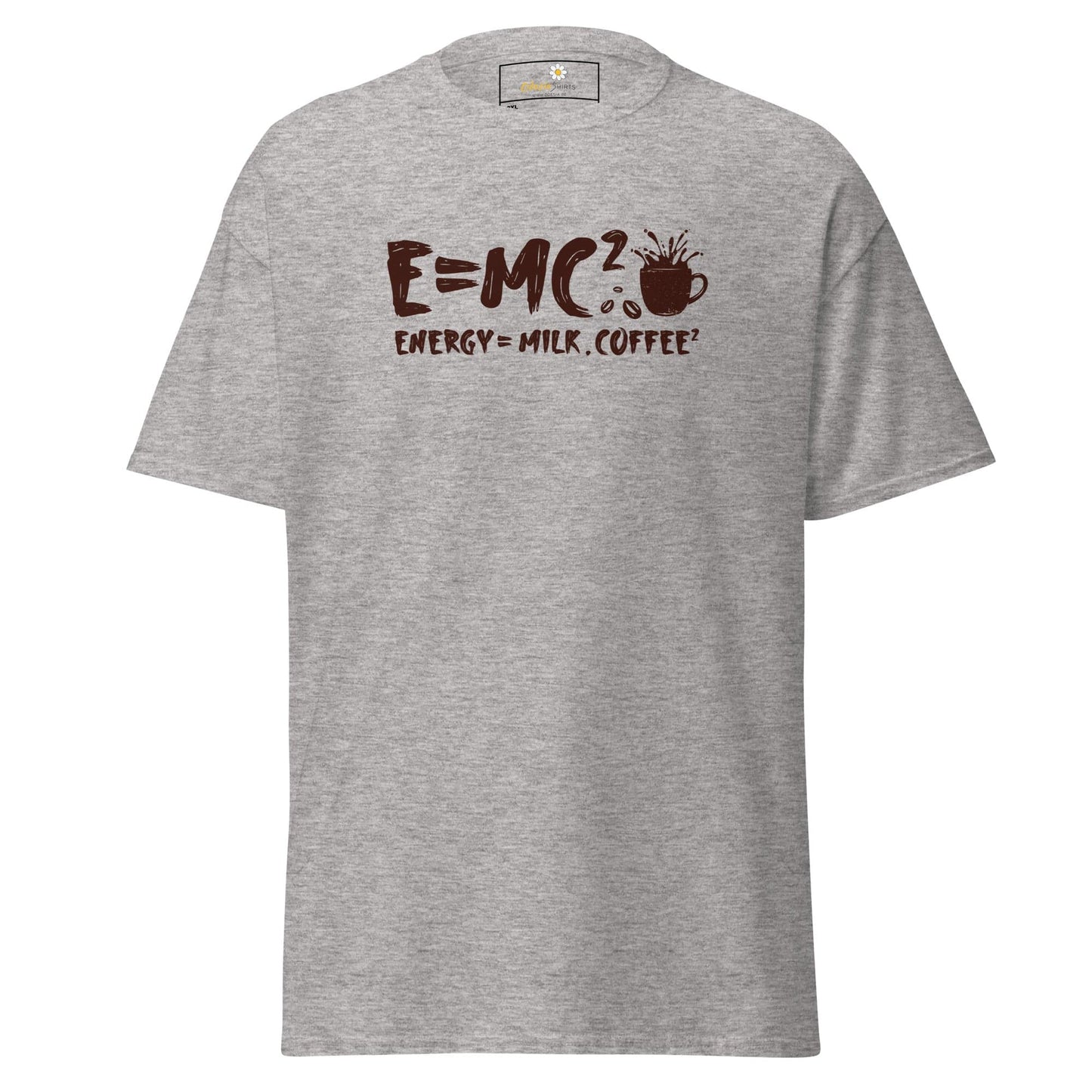 Gray t-shirt with coffee equation.