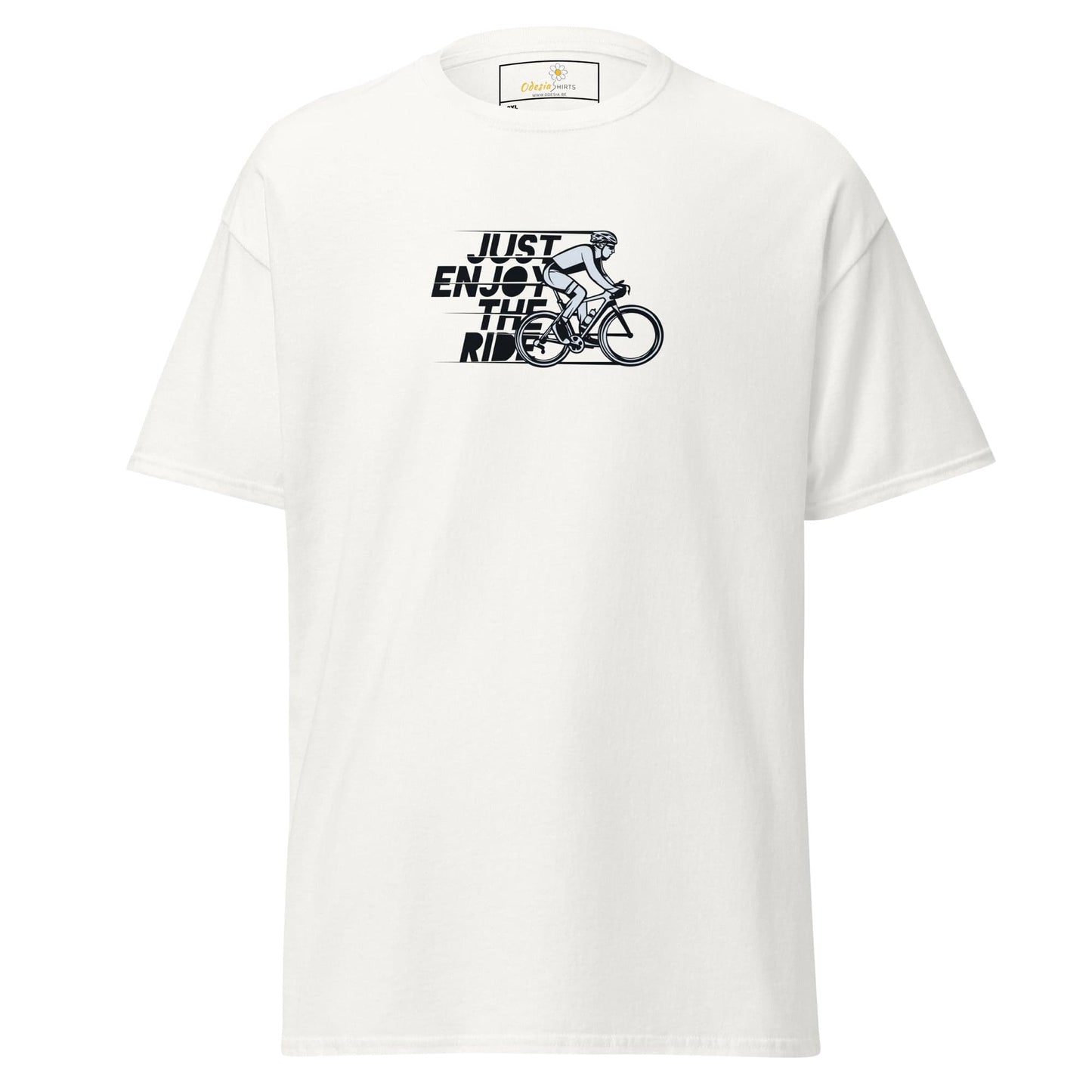 White T-shirt with cyclist graphic from T-SHIRT DESIGN TEE for Men and Women in 2XL to 5XL