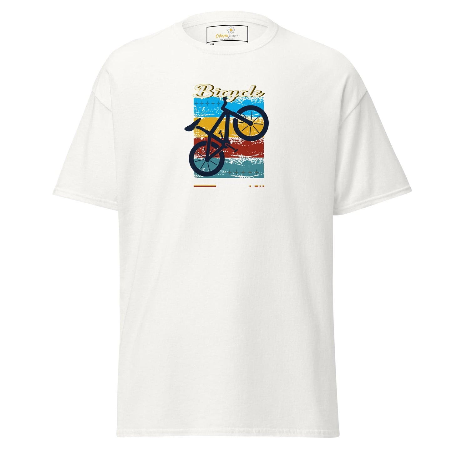 White T-shirt with bicycle graphic for Men and Women in 2XL to 5XL sizes